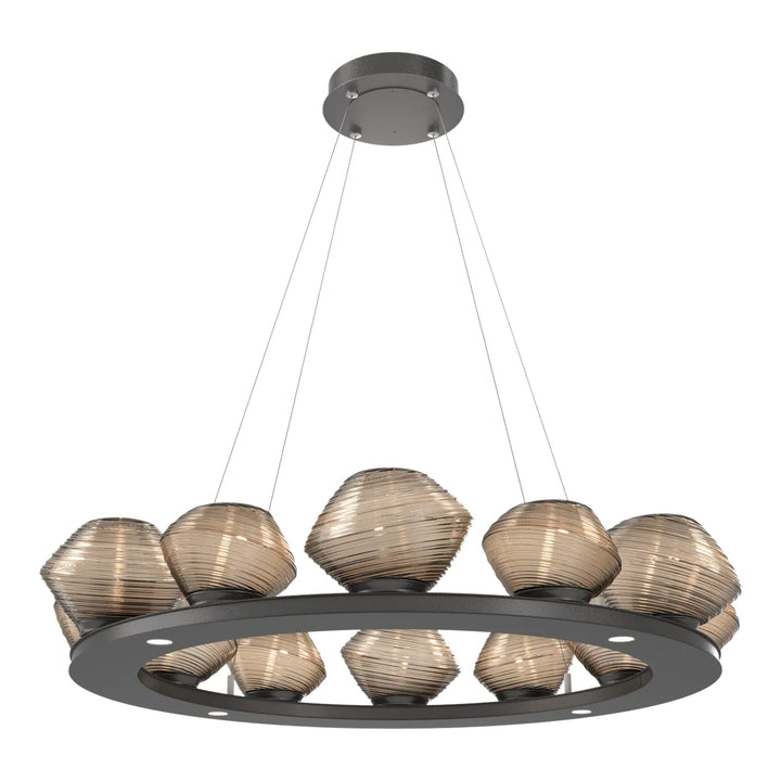 Mesa Ring Chandelier by Hammerton Studio Medium in Graphite with Bronze glass