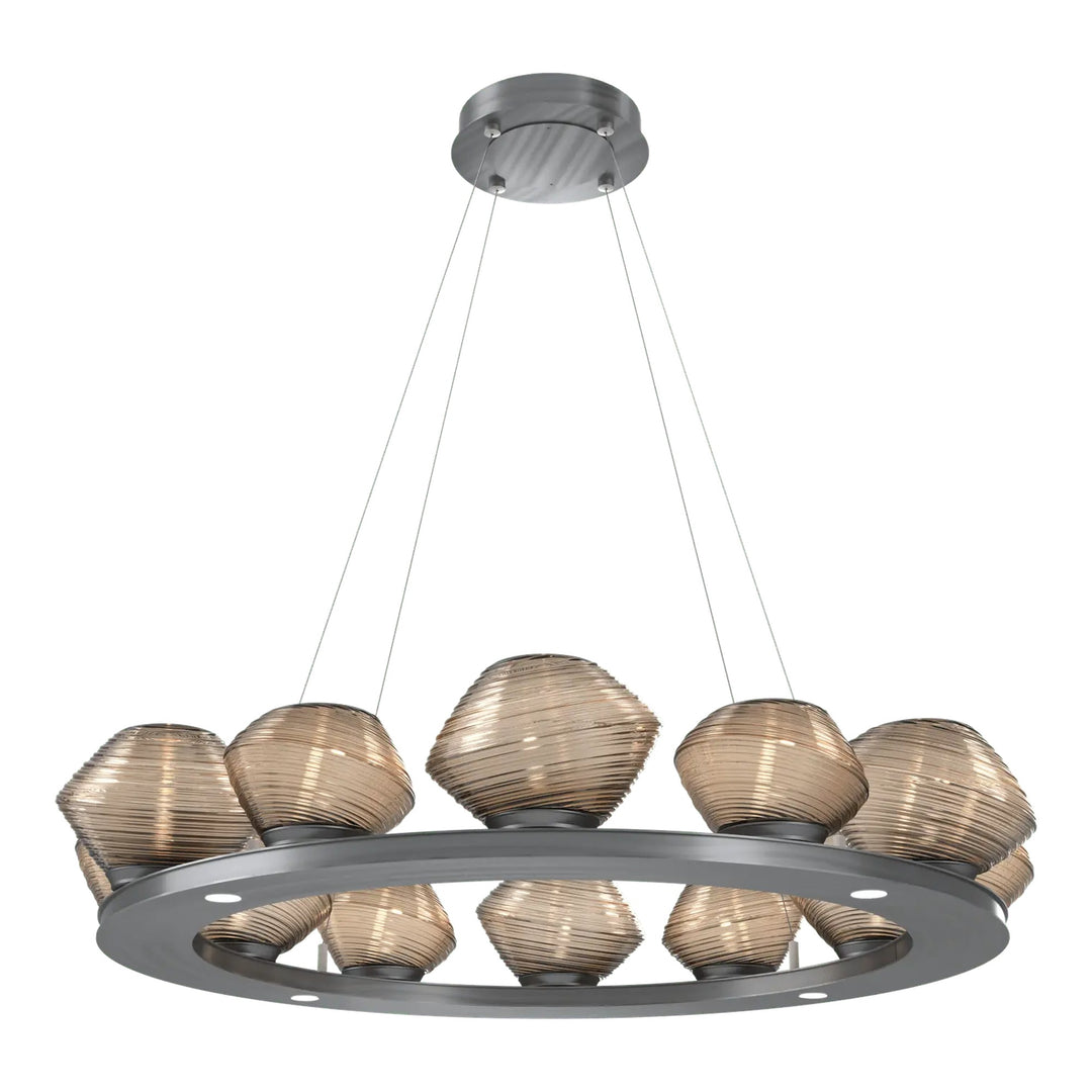Mesa Ring Chandelier by Hammerton Studio Medium in Gunmetal with Bronze glass