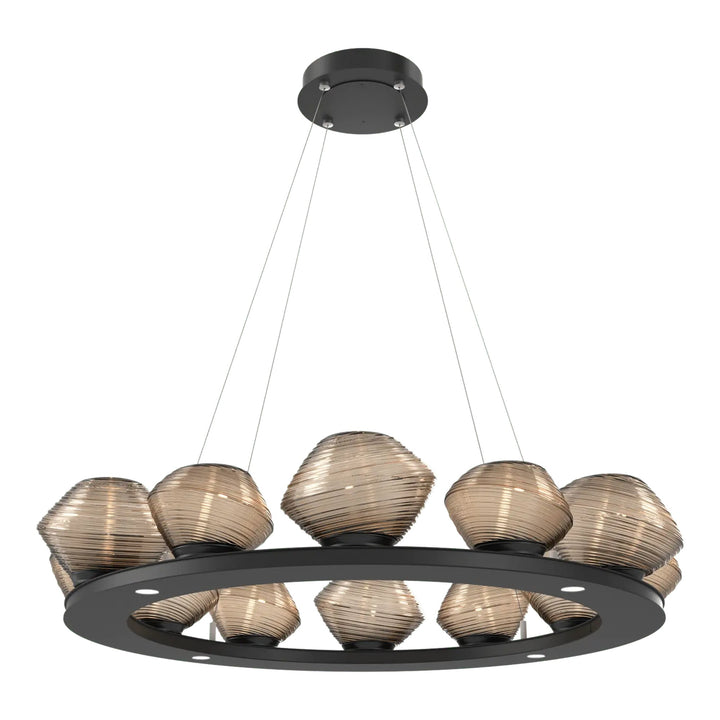 Mesa Ring Chandelier by Hammerton Studio Medium in Matte Black with Bronze glass