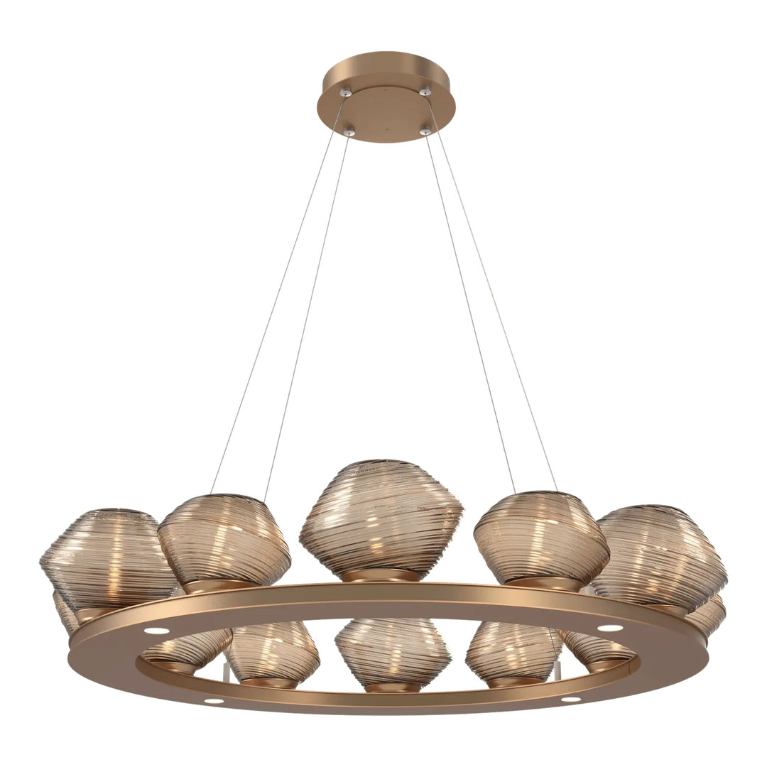 Mesa Ring Chandelier by Hammerton Studio Medium in Novel Brass with Bronze glass