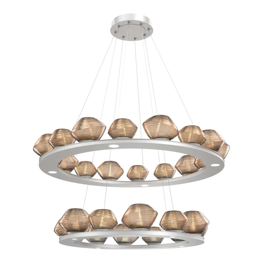 Mesa Ring Chandelier by Hammerton Studio Two-Tier in Beige Silver with Bronze glass
