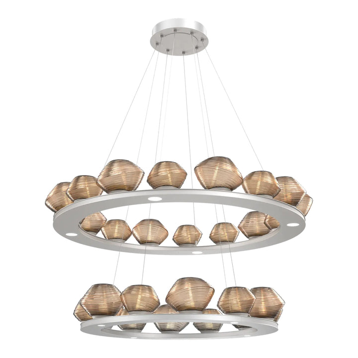 Mesa Ring Chandelier by Hammerton Studio Two-Tier in Beige Silver with Bronze glass