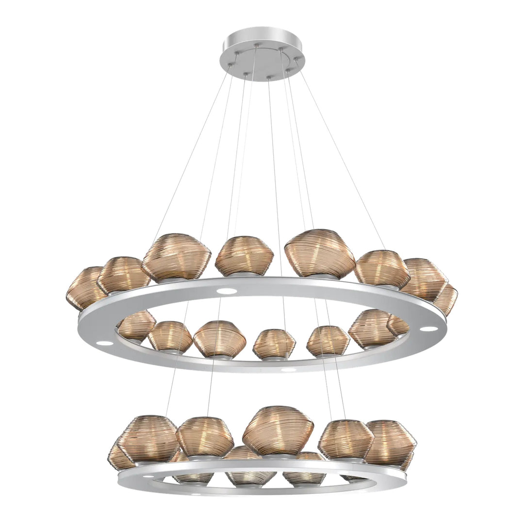 Mesa Ring Chandelier by Hammerton Studio Two-Tier in Classic Silver with Bronze glass