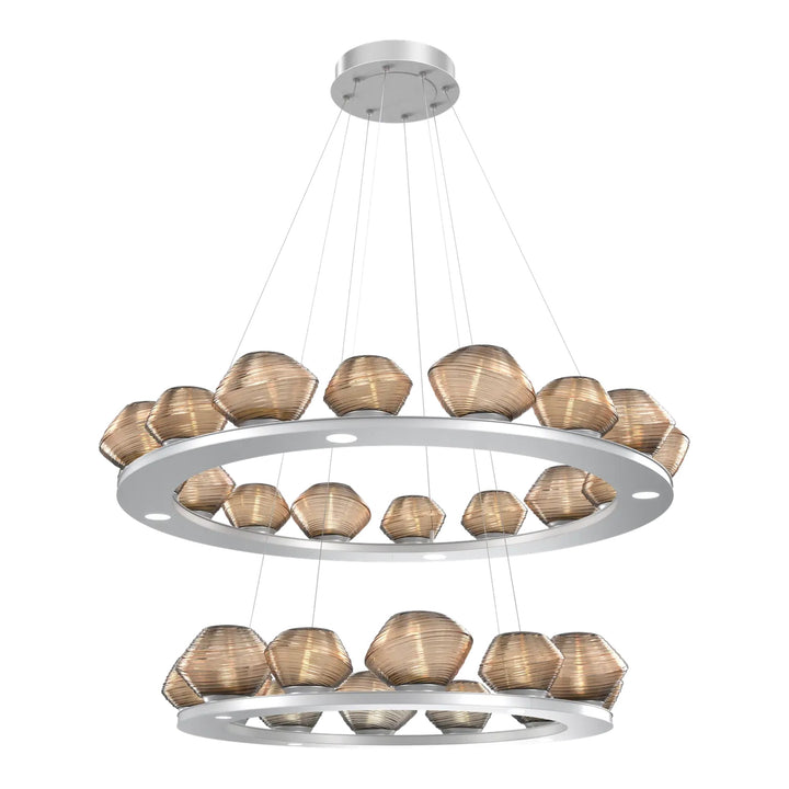 Mesa Ring Chandelier by Hammerton Studio Two-Tier in Classic Silver with Bronze glass