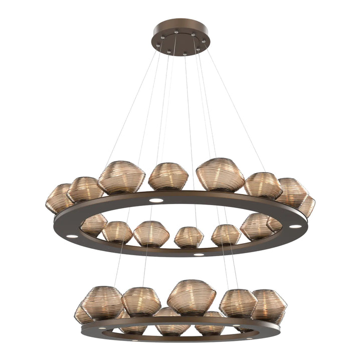 Mesa Ring Chandelier by Hammerton Studio Two-Tier in Flat Bronze with Bronze glass