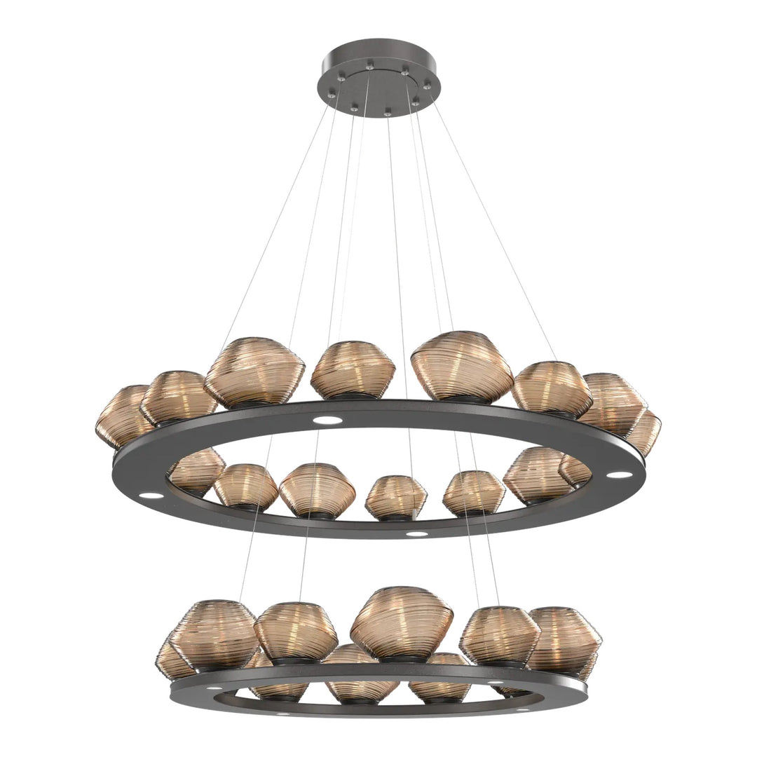 Mesa Ring Chandelier by Hammerton Studio Two-Tier in Graphite with Bronze glass