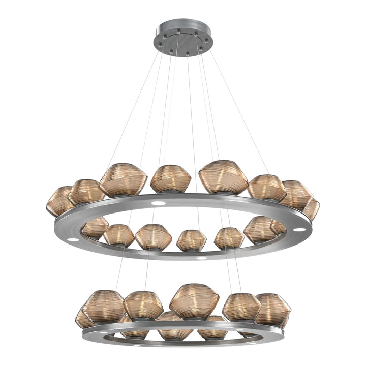 Mesa Ring Chandelier by Hammerton Studio Two-Tier in Gunmetal with Bronze glass