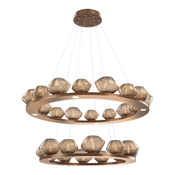 Mesa Ring Chandelier by Hammerton Studio Two-Tier in Oil-Rubbed Bronze with Bronze glass