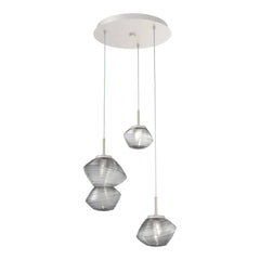 Mesa Round Pendant Chandelier by Hammerton Studio 3 Lights in Beige Silver with Smoke glass on adjustable cord