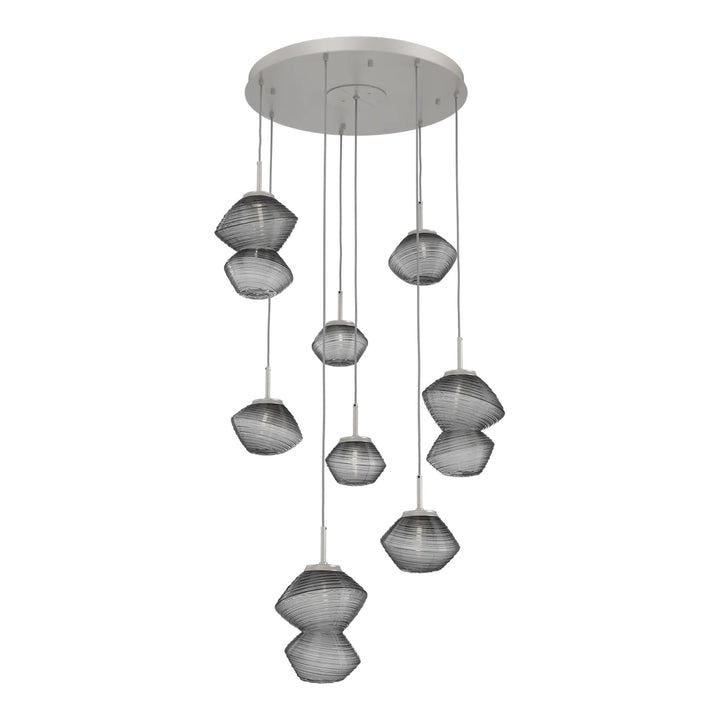 Mesa Round Pendant Chandelier by Hammerton Studio 8 Lights in Beige Silver with Smoke glass on adjustable cord