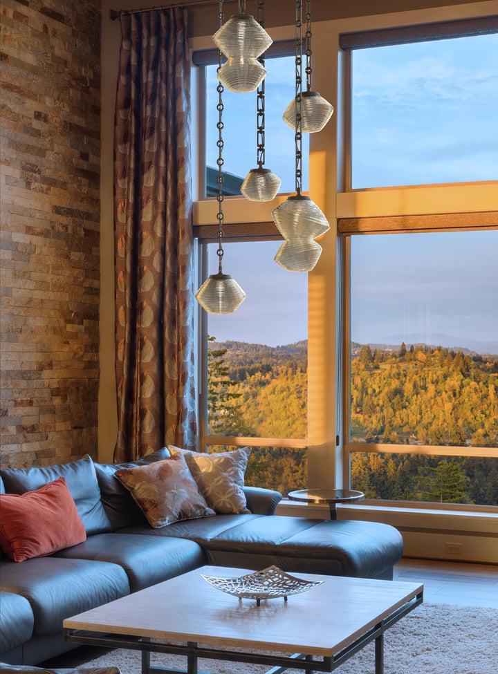Mesa Round Pendant Chandelier by Hammerton Studio in a styled interior