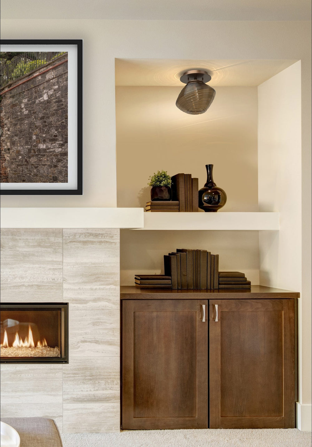 Mesa Single Glass Sconce & Flush Mount by Hammerton Studio in a styled interior