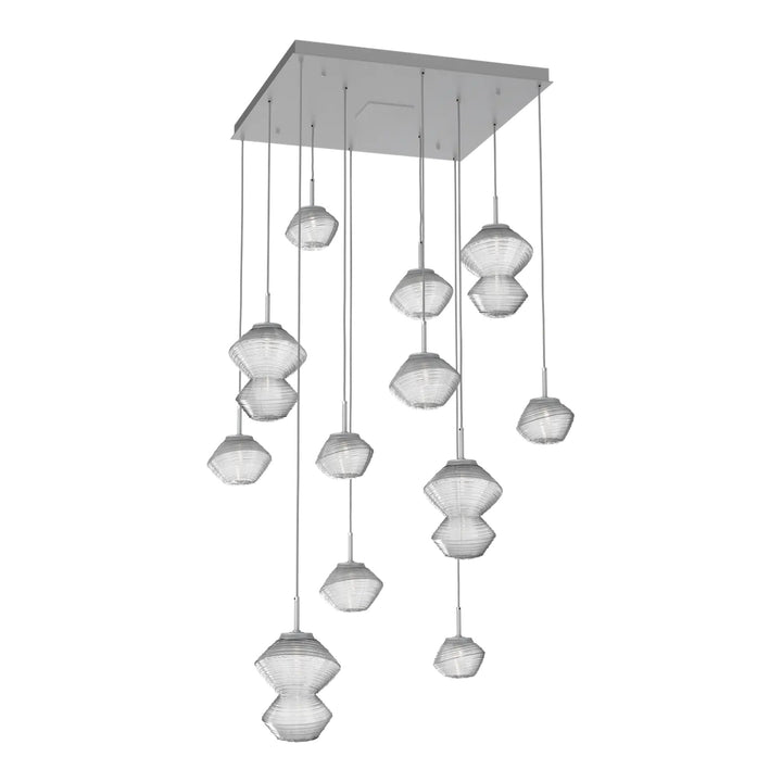 Mesa Square Pendant Chandelier by Hammerton Studio 12 Lights in Classic Silver with Clear glass