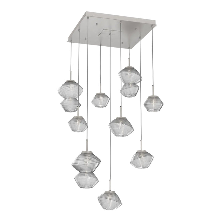 Mesa Square Pendant Chandelier by Hammerton Studio 9 Lights in Beige Silver with Clear glass