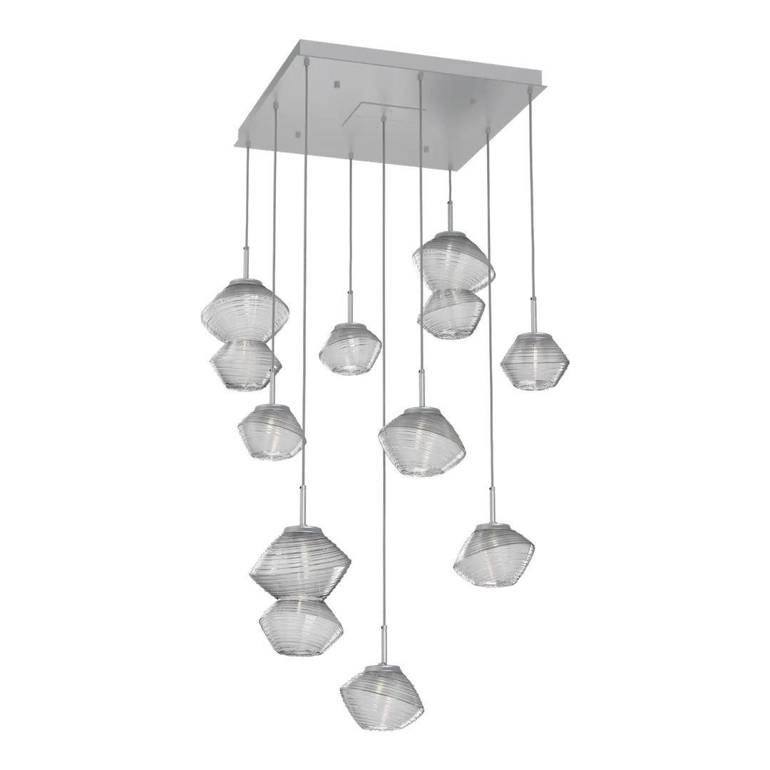 Mesa Square Pendant Chandelier by Hammerton Studio 9 Lights in Classic Silver with Clear glass