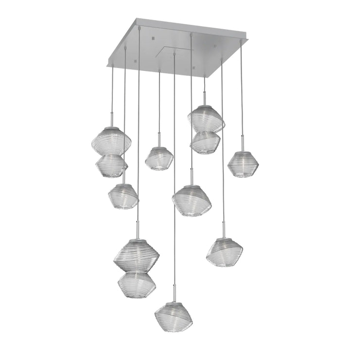 Mesa Square Pendant Chandelier by Hammerton Studio 9 Lights in Classic Silver with Clear glass