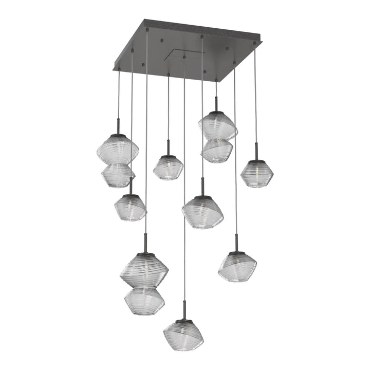 Mesa Square Pendant Chandelier by Hammerton Studio 9 Lights in Graphite with Clear glass