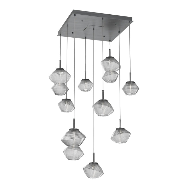 Mesa Square Pendant Chandelier by Hammerton Studio 9 Lights in Gunmetal with Clear glass