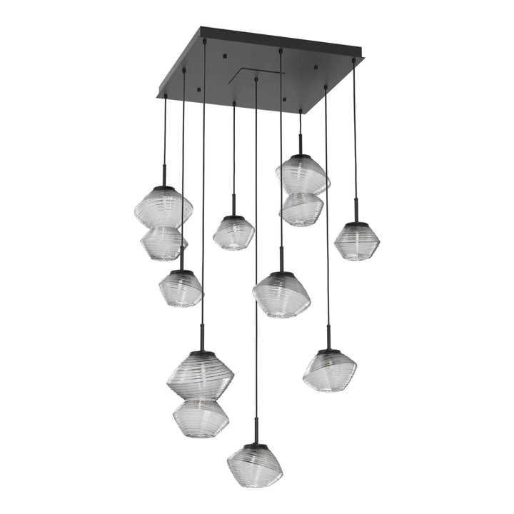 Mesa Square Pendant Chandelier by Hammerton Studio 9 Lights in Matte Black with Clear glass