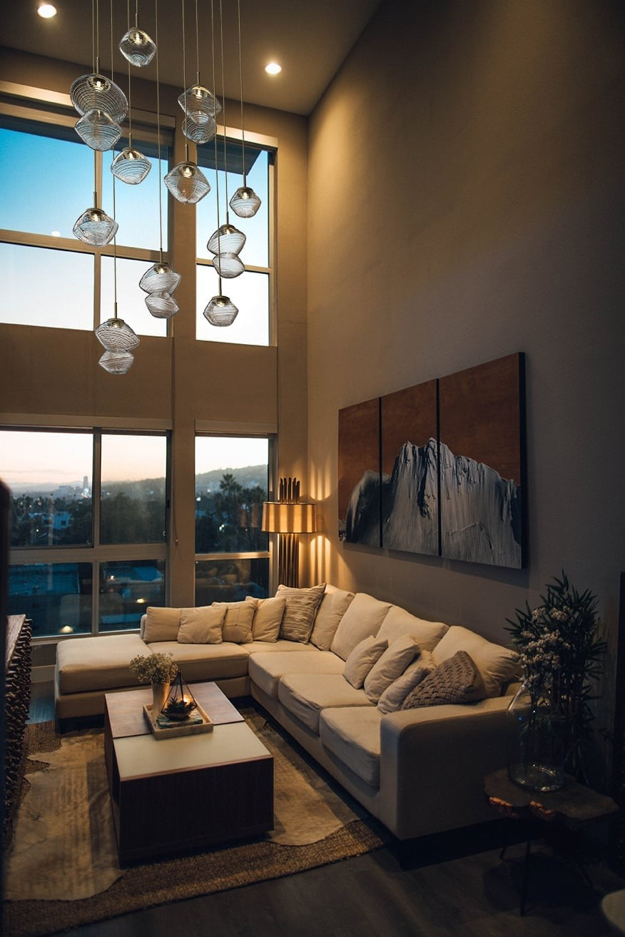 Mesa Square Pendant Chandelier by Hammerton Studio in a styled interior