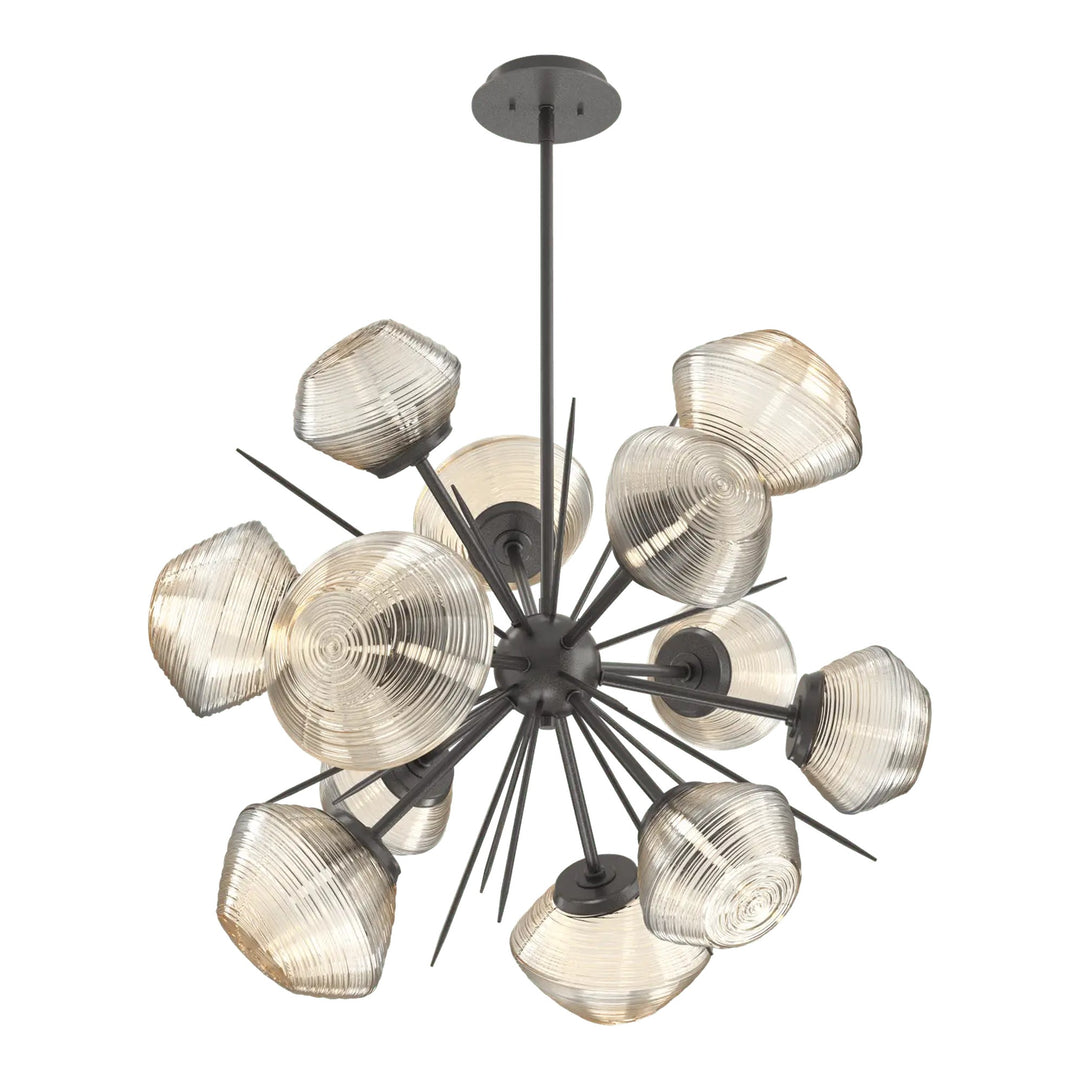 Mesa Starburst Chandelier by Hammerton Studio in Graphite with Amber glass