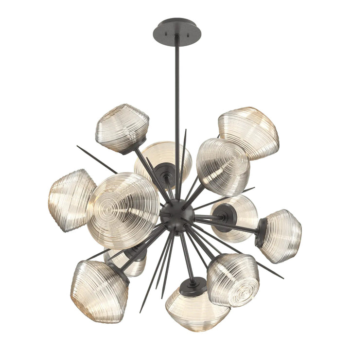 Mesa Starburst Chandelier by Hammerton Studio in Graphite with Amber glass