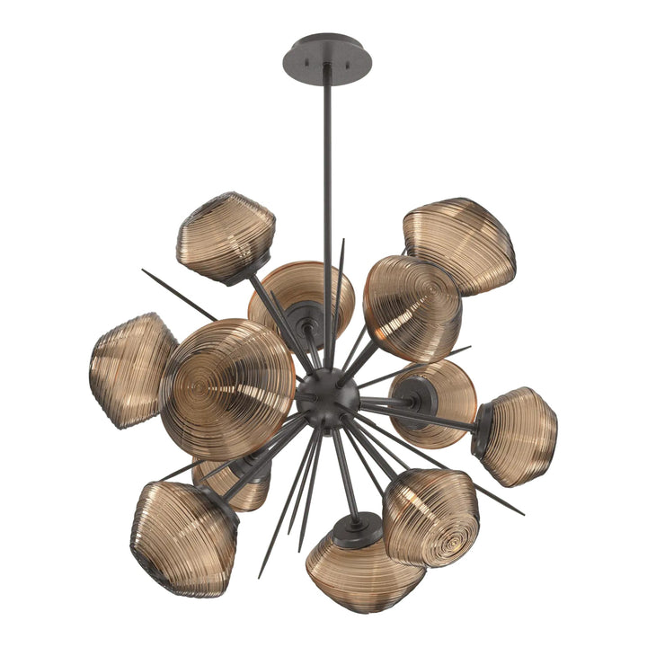 Mesa Starburst Chandelier by Hammerton Studio in Graphite with Bronze glass