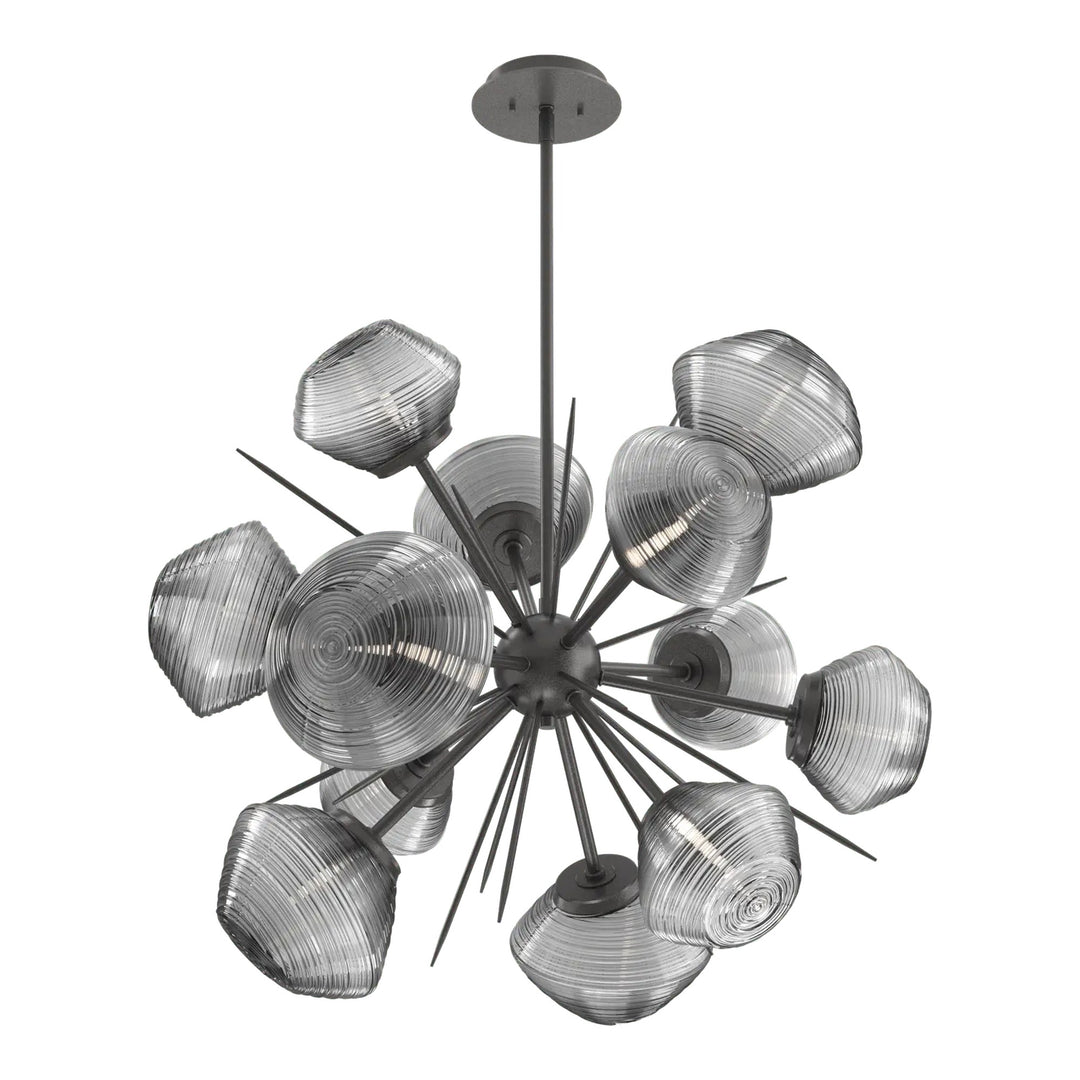 Mesa Starburst Chandelier by Hammerton Studio in Graphite with Smoke glass