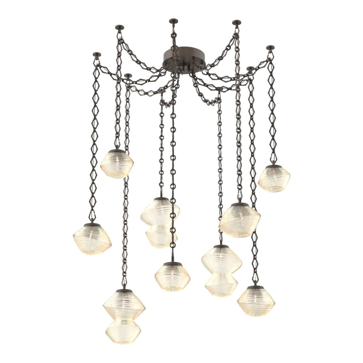 Mesa Swag Chandelier by Hammerton Studio in Flat Bronze with Amber glass