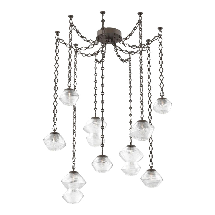 Mesa Swag Chandelier by Hammerton Studio in Flat Bronze with Clear glass