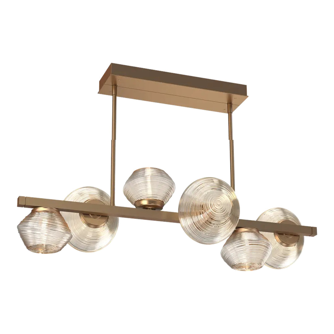 Mesa Twisted Branch Chandelier by Hammerton Studio in Novel Brass with Amber glass