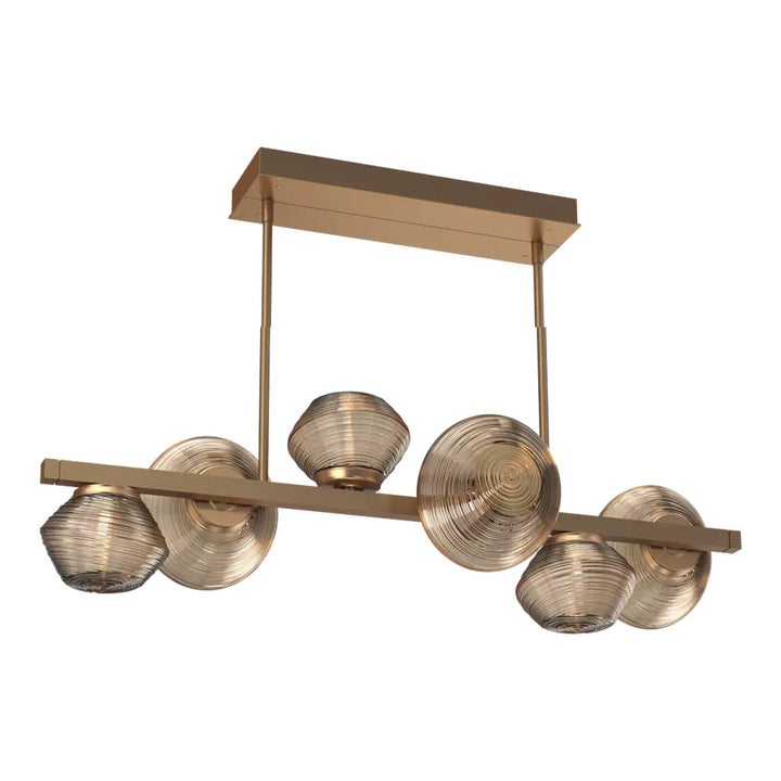 Mesa Twisted Branch Chandelier by Hammerton Studio in Novel Brass with Bronze glass