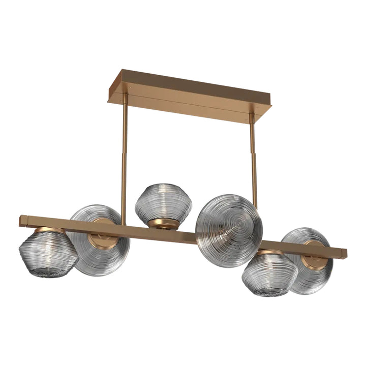 Mesa Twisted Branch Chandelier by Hammerton Studio in Novel Brass with Smoke glass