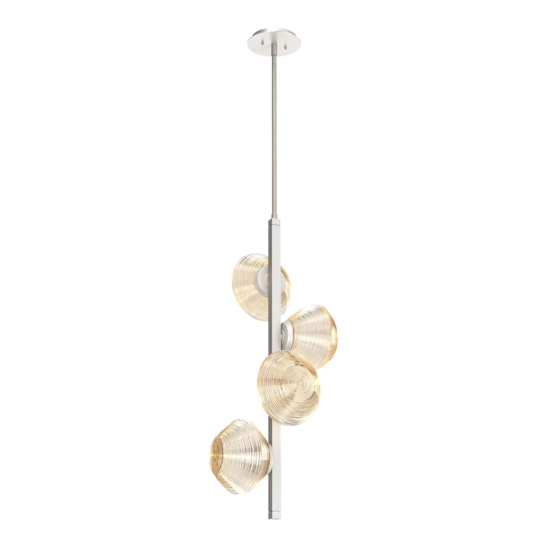 Mesa Twisted Vine Chandelier by Hammerton Studio 4 Lights in Beige Silver with Amber glass