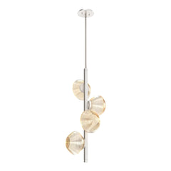 Mesa Twisted Vine Chandelier by Hammerton Studio 4 Lights in Beige Silver with Amber glass