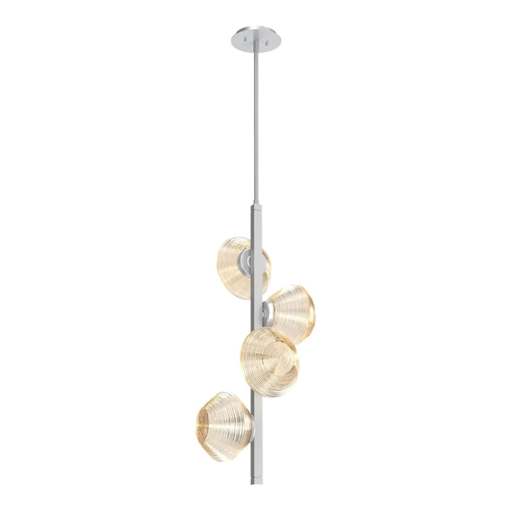 Mesa Twisted Vine Chandelier by Hammerton Studio 4 Lights in Classic Silver with Amber glass