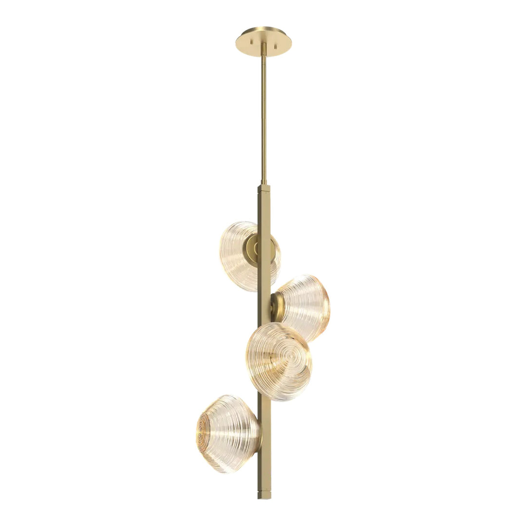Mesa Twisted Vine Chandelier by Hammerton Studio 4 Lights in Gilded Brass with Amber glass