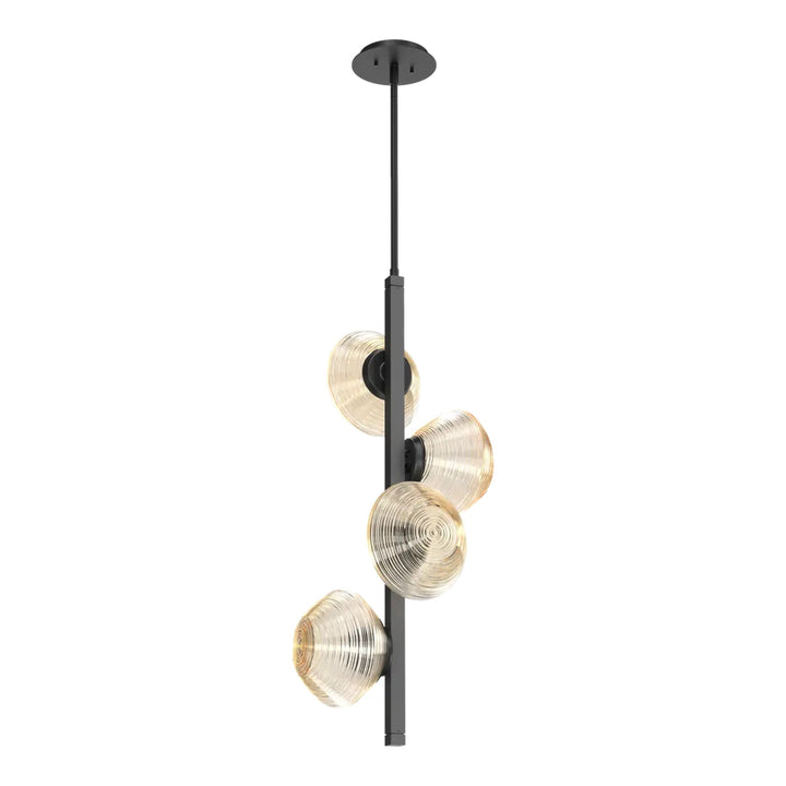 Mesa Twisted Vine Chandelier by Hammerton Studio 4 Lights in Matte Black with Amber glass