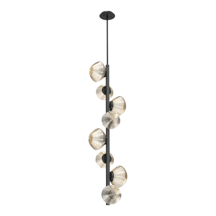 Mesa Twisted Vine Chandelier by Hammerton Studio 8 Lights in Matte Black with Amber glass