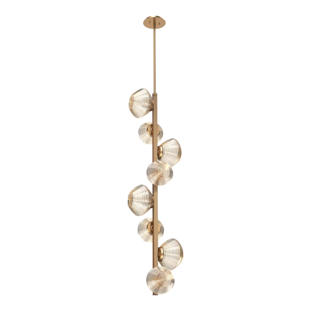 Mesa Twisted Vine Chandelier by Hammerton Studio 8 Lights in Novel Brass with Amber glass