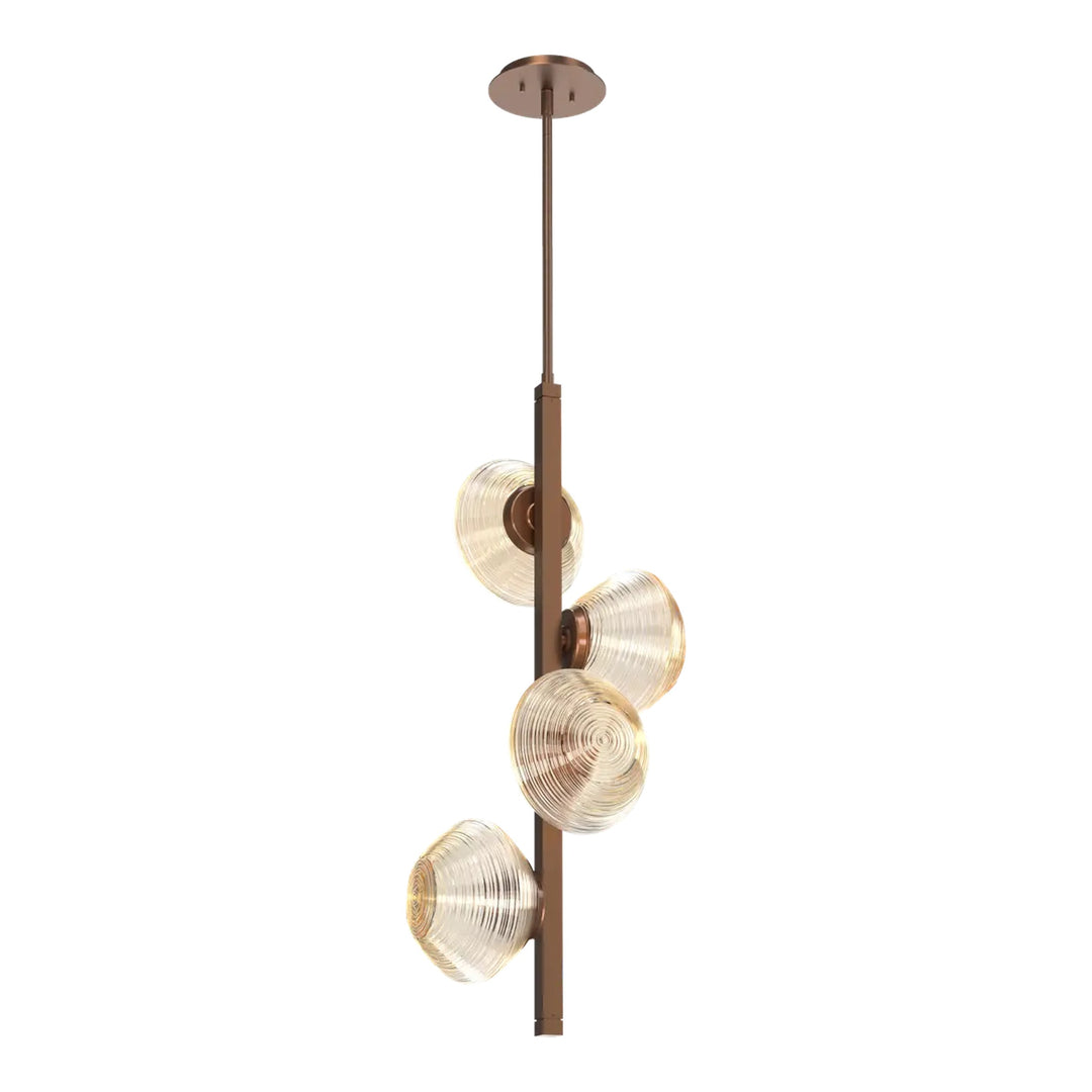 Mesa Twisted Vine Chandelier by Hammerton Studio 4 Lights in Burnished Bronze with Amber glass