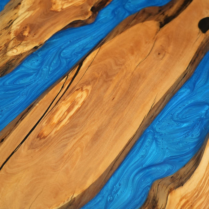 Malibu Blue Olive Wood Dining Table by Thomas Dawn