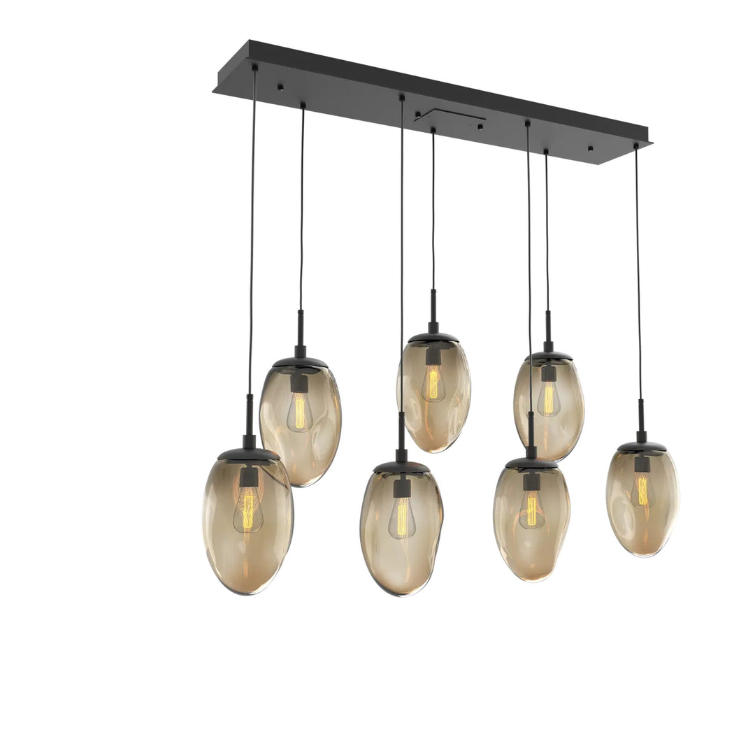 Meteo Linear Pendant Chandelier by Hammerton Studio – 7 Lights E26 in Matte Black