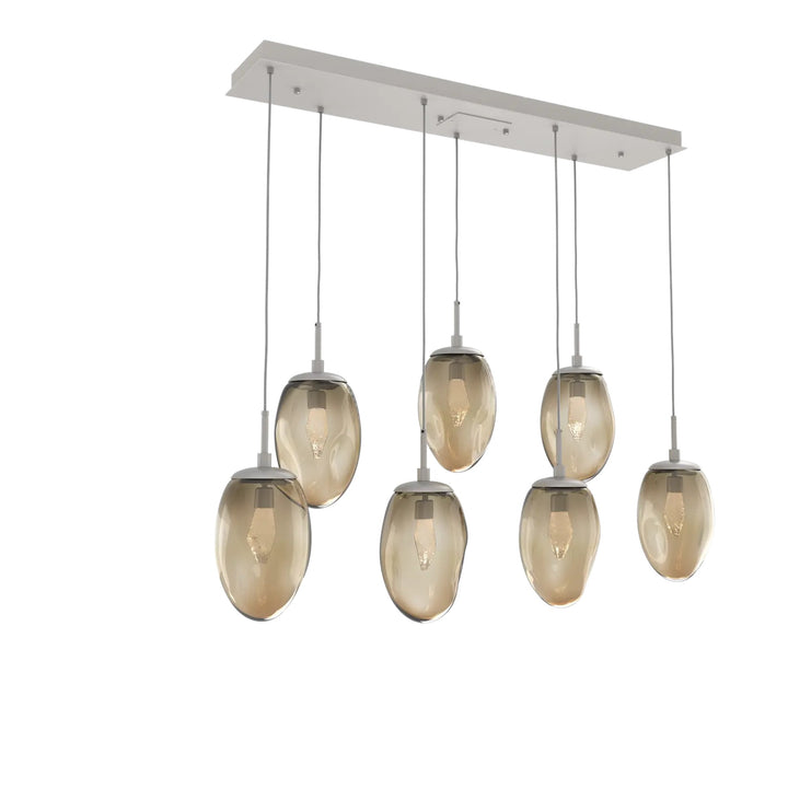 Meteo Linear Pendant Chandelier by Hammerton Studio – 7 Lights LED in Beige Silver