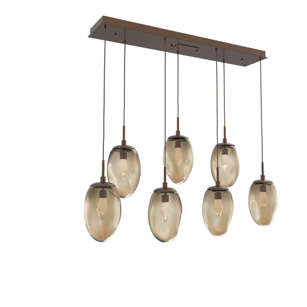Meteo Linear Pendant Chandelier by Hammerton Studio – 7 Lights LED in Burnished Bronze