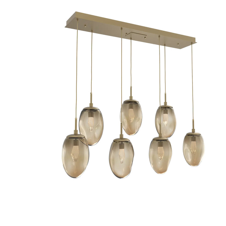 Meteo Linear Pendant Chandelier by Hammerton Studio – 7 Lights LED in Gilded Brass