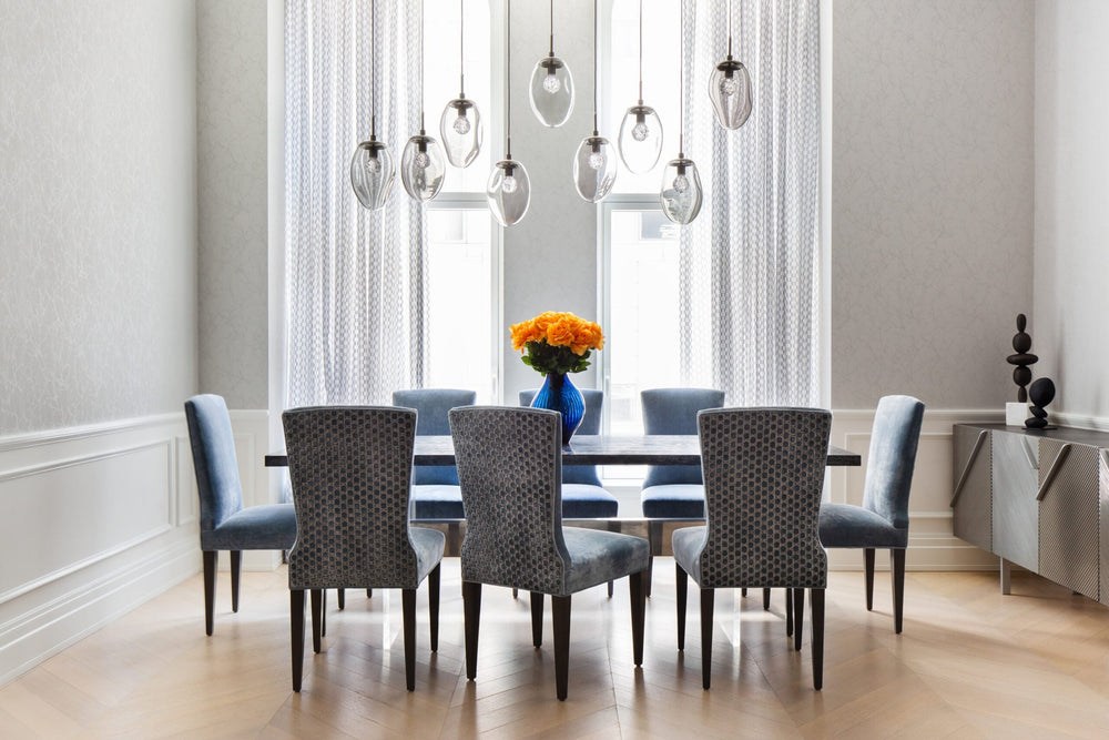 Meteo Linear Pendant Chandelier by Hammerton Studio in a styled interior