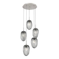 Meteo Round Pendant Chandelier by Hammerton Studio – 5 Lights LED in Beige Silver on adjustable cord