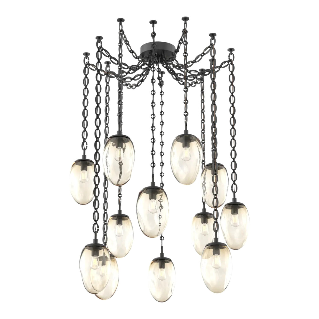 Meteo Swag Chandelier by Hammerton Studio – 12 Lights E26 in Matte Black on Oval Chain