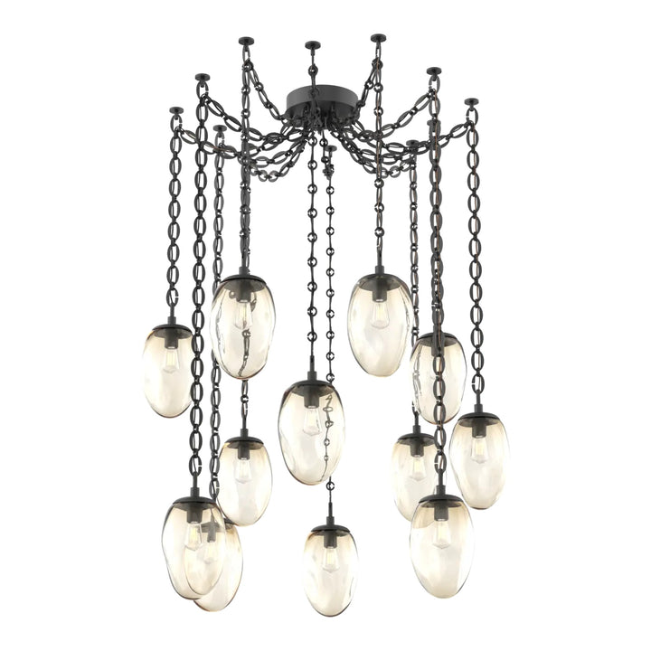 Meteo Swag Chandelier by Hammerton Studio – 12 Lights E26 in Matte Black on Oval Chain